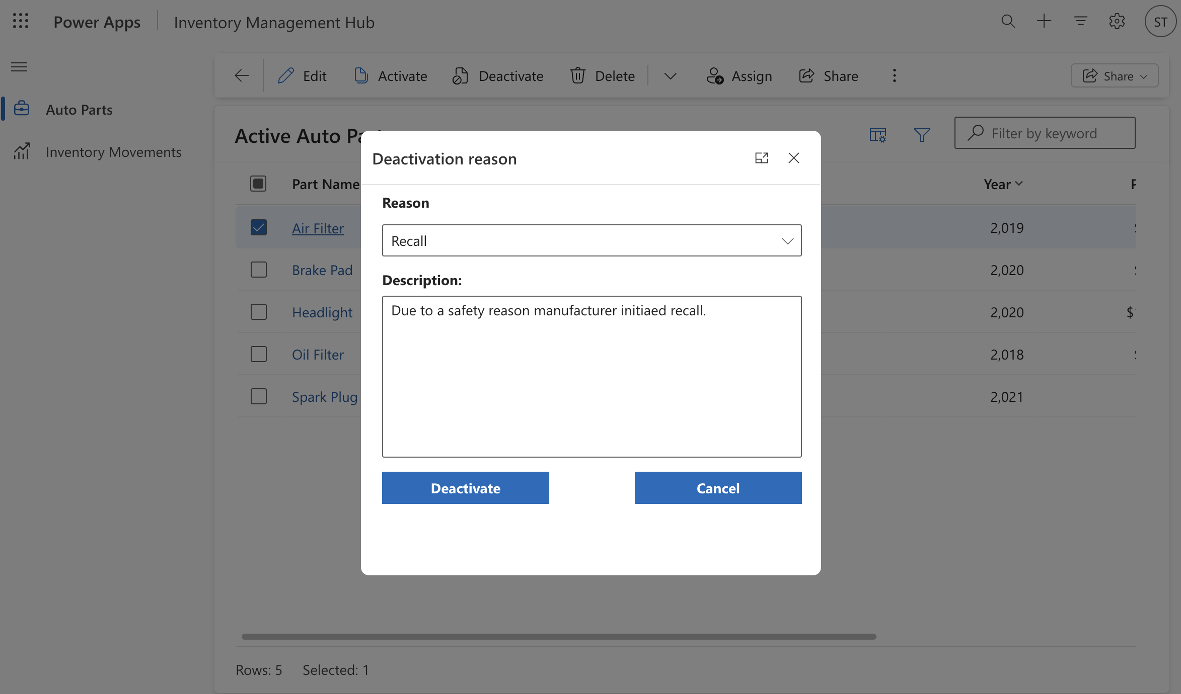 Make Deactivation Meaningful: Using Modal Dialogs in Power Apps to Capture Reasons
